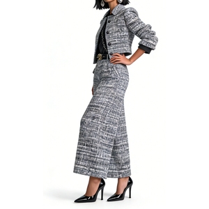 Conjunto de 2 Piezas de Pantalones Anchos para Mujer - Elegante Atuendo Formal de Oficina con Tela Texturizada - Product Image 4