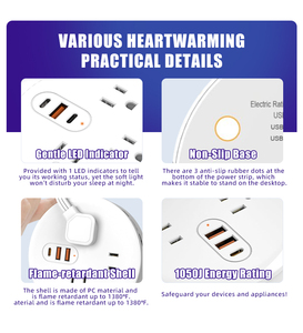 Có Thể Thu Vào Dây Bền Thân Thiện Với Môi USA Công Nghiệp Sử Dụng Điện Dải Mở Rộng Ổ Cắm 3 Cửa hàng 125V 15A Bảo Vệ Tăng 1 - Product Image 3