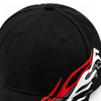 Casquette de baseball incurvée à 6 panneaux en sergé de coton, broderie 3D flamme personnalisée, réglable, unisexe, streetwear, casquette de sport, logo Common Four