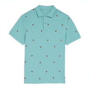 เสื้อโปโลผู้ชายสีฟ้าอ่อน ผ้าฝ้าย แขนสั้น ลายพิมพ์ สวมใส่สบาย ระบายอากาศได้ดี - Product Image 1