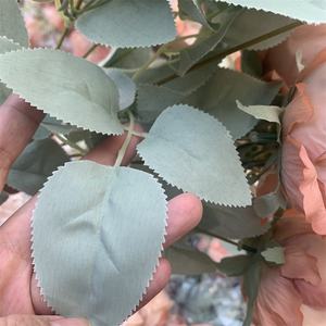 Bouquet de café en soie avec 9 têtes de roses artificielles pour décoration de mariage, vente en gros, L-345 - Product Image 6