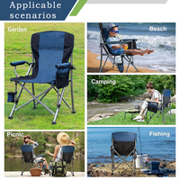 Chaise de camping pliable pour adultes d'extérieur, chaise de réalisateur à dossier haut avec accoudoirs, chaise de camping pliable portable avec porte-gobelet