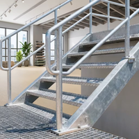 Escalier en acier galvanisé industriel antirouille avec main courante double couche pour escaliers flottants extérieurs de villas, condos et ateliers