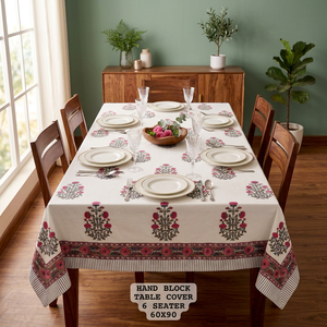 Prabhava <b>Red</b> Printed Cotton Customizable Durable 50D/24F Table <b>Runner</b> Paisley Floral Pattern Traditional Style Home Use Machine - Product Image 2