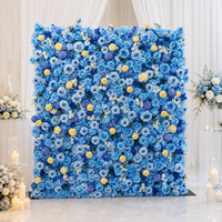 Dinding Bunga Artifisial 5D Biru Grosir AS untuk Dekorasi Pernikahan, Perencana Acara, dan Fotografi Pesta