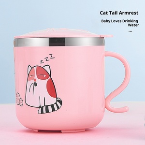 Cute Animal Pattern 304 Stainless Steel Double Wall <strong>Mug</strong> With Lid Handle Insulated Kids Coffee Milk Cup - Product Image 5