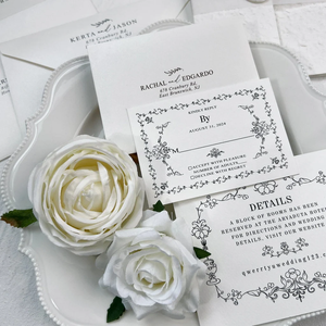 Bông mộc mạc lời mời đám cưới phù hợp với, <span class=keywords><strong>handmade</strong></span> giấy mời, deckled cạnh lời mời cho đám cưới cổ điển - Product Image 5