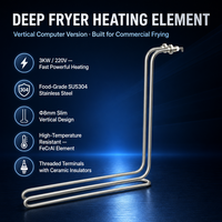 Élément chauffant vertical pour friteuse, 220V 3KW, en acier inoxydable 304, chauffage tubulaire de 8mm pour équipement de friture commercial