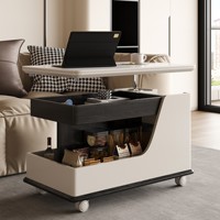Console d'entrée sectionnelle moderne bicolore avec tiroirs, roulettes et étagères mobiles pour appartement, salon, mobilier d'hôtel