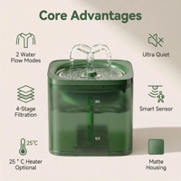 Fontaine à eau intelligente 2L pour animaux de compagnie, en PC et PP, avec fenêtre de niveau d'eau, sortie silencieuse, distributeur d'eau fraîche pour chats et animaux