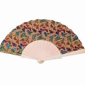 Vegan Stock 23cm Portuguese Cork Wood <b>Hand</b> <b>Fan</b> Eco-Friendly Promotional Party Supplies - Product Image 1