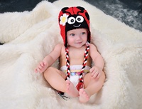 EFANBEANIE, gorro de mariquita de ganchillo personalizado para niñas, gorros de punto hechos a mano, personaje de dibujos animados rojo, estampado de letras de camuflaje, viaje