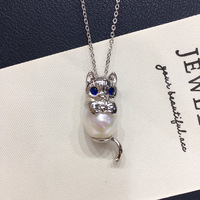 SHDIYAYUN Gros Baroque Perle D'eau Douce Pendentif Élégant Chat Conception Collier Perle Bijoux