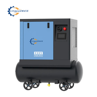 Compresseur d'air à vis stationnaire LINGYUE 22KW 50HZ à raccordement direct, double réservoir, 380V, prêt à l'emploi, moteur refroidi par air