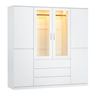 Armario Moderno SENYU Blanco con Puertas de Vidrio, 3 Cajones, Diseño de Panel Plano con Bisagras, Mueble de Almacenamiento para Dormitorio - Product Image 5