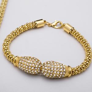 Ensemble de bijoux de mariée de luxe européen brésilien plaqué or 14 carats, zircone cubique, grand collier, boucles d'oreilles, fête, fiançailles - Product Image 5