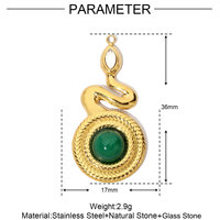 Pendentif en acier titane en forme de serpent/delfin/tortue/coquillage, style marin, avec pierre naturelle incrustée, marque YINONG, pour femme