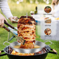 Support vertical pour brochettes de viande en acier inoxydable avec 2 brosses et 3 tailles amovibles (8, 10 et 12 pouces)