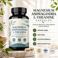 Capsules d'Ashwagandha, L-Théanine et Magnésium à Marque Blanche OEM, 60 Comprimés, Formule Apaisante Favorisant la Clarté Mentale et l'Équilibre Émotionnel