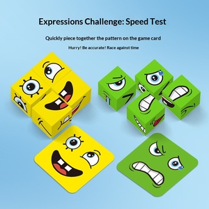 Gioco Educativo Transfrontaliero <span class=keywords><strong>per</strong></span> <span class=keywords><strong>Bambini</strong></span>: Mini Cubo Magico con Blocchi <span class=keywords><strong>di</strong></span> Costruzione in Plastica, Gioco da Tavolo Interattivo con Espressioni Divertenti e Faccine Sorridenti - Product Image 2