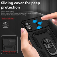 Coque de téléphone antichoc anti-chute avec anneau et support magnétique pour iPhone XR