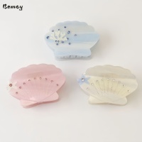 Pince à cheveux Bemay Fashion style luxe léger, coquillage étoile de mer avec strass, en acétate, pour tresses et chignon, pour femme