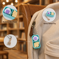 Porte-Clés Nourriture Miniature Réaliste Steak Boîte Bento Porte-Clés Mignon Anti Stress Sac à Dos Pendentif