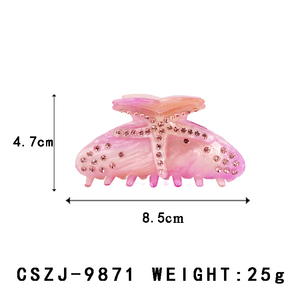 CANYUAN personalizado 8,5 cm pinzas para el cabello rosa azul media luna garra acrílico pinzas para el cabello brillantes diamantes de imitación lindo acetato accesorios para el cabello - Product Image 2