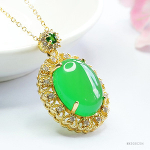 Collier Pendentif en Calcédoine Verte 2026, Agate Impériale, Grand Modèle, Vente en Gros Usine, Génération S3080204 - Product Image 1
