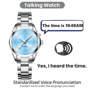 Maujoy <span class=keywords><strong>orologio</strong></span> parlante per <span class=keywords><strong>uomo</strong></span> diamante Business Dress <span class=keywords><strong>analogico</strong></span> al quarzo in acciaio inossidabile luminoso di lusso Casual <span class=keywords><strong>orologio</strong></span> da polso - Product Image 5