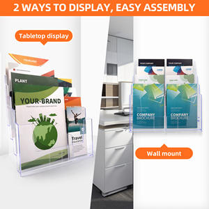 Porte-brochure acrylique 8.5X11 pouces 4 niveaux clair Brochure <span class=keywords><strong>présentoir</strong></span> porte-brochure avec diviseur pour Flyer Magazine - Product Image 5
