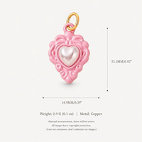 Breloques en émail délicates Manna, style Rococo français, esthétique girly, rose pastel, motif coquillage et floral, nœud, pour jeune fille