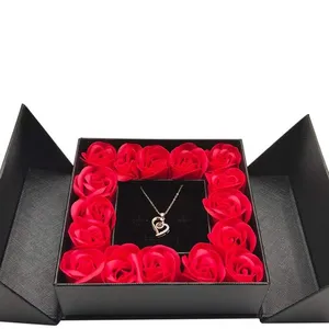 Valentines Fold Rose Gifts Boxes Hardcover Two Tier Packaging Minimum Flower Box With Jewelry Paper Boxes