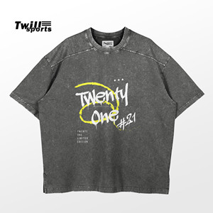 T-shirt à manches courtes col rond en coton tricoté 100 % délavé à l'acide style vintage pour homme, personnalisé, avec logo imprimé numériquement sur le devant, vente en gros - Product Image 6