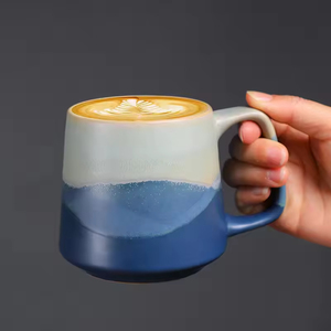 ชุดแก้วกาแฟเซรามิกสไตล์นอร์ดิกเรียบง่าย ขนาด 450 มล. รุ่น Retro ใช้ซ้ำได้ ปลอดภัยสำหรับอาหาร  รับสกรีนโลโก้ สำหรับใช้ในบ้านและออฟฟิศ - Product Image 5