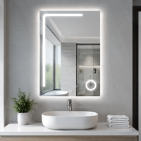 Miroir LED intelligent rectangulaire encadré, mural, avec fonction anti-buée, interrupteur tactile, haut-parleur Bluetooth LED à intensité variable, anti-buée IP44, pour hôtel