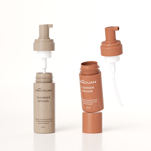 Bouteilles de faux autobronzant beige et marron, flacons de soin de la peau personnalisés en plastique mat avec pompe mousse pour mousse nettoyante visage et shampoing corporel - Product Image 3