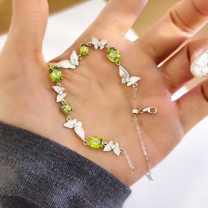 9 Pulseras de Plata de Ley 925 con Acabado Cepillado y Mariposas, Joyería con Piedras Naturales de Corte Ovalado y Gemas de Colores - Product Image 3