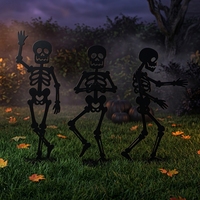 Silhouettes d'extérieur en métal Art Déco noires, artisanales, en forme de squelette, pour décorations d'Halloween effrayantes de jardin et de chemin