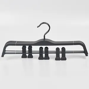Wholesale Zara Style High Quality ABS Rubber Coated Matt Black Plastic Pants Trousers Hanger With Clips