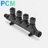 Adaptateur multiport M12 5 broches 4 ports en T, 1 mâle vers 5 femelles pour réseaux DeviceNet, CAN Bus, CANopen, NMEA2000, capteurs et actionneurs