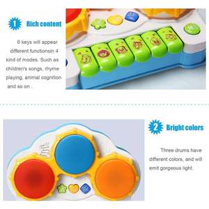 Jouets musicaux pour bébés, tambours et clavier de piano - Instruments de <span class=keywords><strong>musique</strong></span> pour tout-petits pour l'apprentissage et le développement, 6-12 <span class=keywords><strong>mois</strong></span>, plastique ABS - Product Image 4