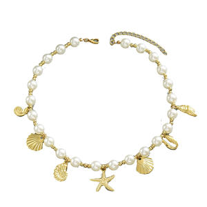 Collier européen et américain New Ocean Wind Ladies Pearl Necklace Bohemian Style Versatile Pendant - Product Image 5