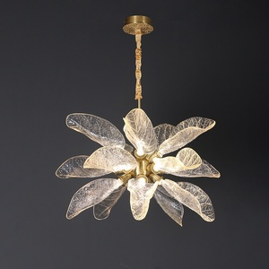 Postmodern <b>Light</b> Luxury Gold All-Copper Leaf <b>Chandelier</b> for Living Room Restaurant Staircase & Homestay - Product Image 1