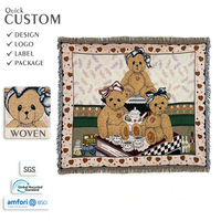 Couverture tissée de tapisserie de motif de dessin animé de trois petits ours de Offre Spéciale personnalisé avec la couverture vibrante d'art animal pour la décoration de chambre d'enfants