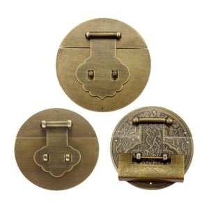 Dingcheng Chinese Style Copper <b>Box</b> Clasp Antique Brass Round <b>Lock</b> For Wooden Gift <b>Box</b> Hardware Accessories - Product Image 5