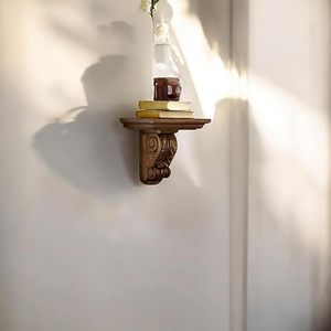 Wooden <b>Floating</b> <b>Wall</b> <b>Shelf</b> Decorative Carved <b>Wall</b> Mounted Display <b>Shelf</b> for Living Room Bedroom Entryway Bathroom Farmhouse Home - Product Image 1