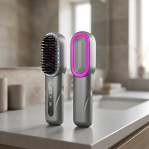 2-in-1 <b>Hot</b> <b>Comb</b> Rechargeable Heating Hair Straight <b>Comb</b> Electric Cordless Hair Style Brush Portable Mini Hair Straightener Brush - Product Image 1