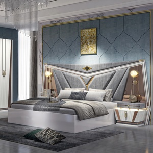 Ensemble de chambre à coucher moderne de luxe personnalisé en bois, lit King/<span class=keywords><strong>Queen</strong></span> avec rangement, meubles de style ferme pour appartement et villa - Product Image 4