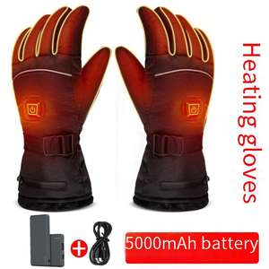 Gants de ski chauffants électriques à batterie rechargeable Mitaines de snowboard à 3 doigts avec écran tactile pour une utilisation sportive - Product Image 5